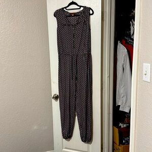 Ellen Tracey Polka dot jumpsuit M zipper pink, black white